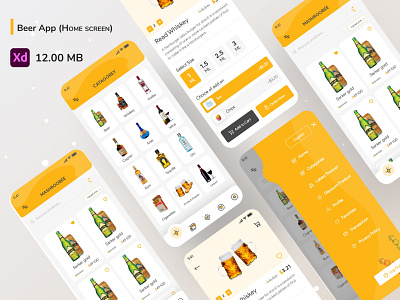 Beer App (Home screen) alcohol beer branding brandy clean creative design dribble drinks e commerce flat jin minimal rum trandy ui ux vodka whisky wine