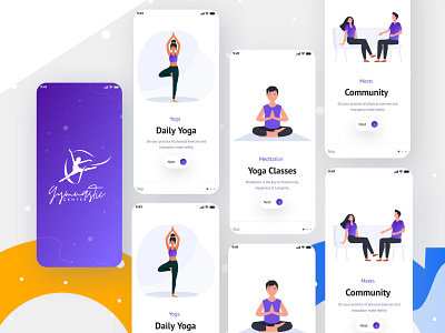 Yoga App (On-boarding Screen) app design fitness health illustraion interface meditation mobile ui on boarding onboarding screen ui design yoga app