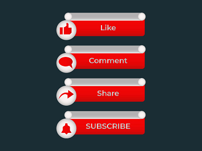 Like Comment Share Subscribe Button button graphic design red social social media web banner web element youtube