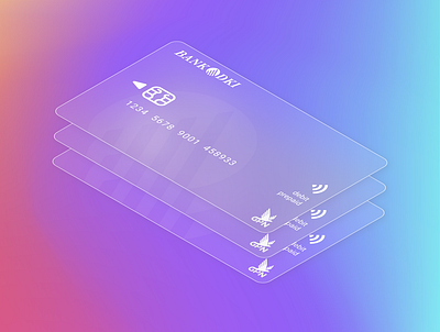 Card Design with Glassmorphism style carddesign glassmorphism isometric design ui