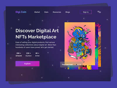 NFT Marketplace crypto design illustration metavers nft nft marketplace typography ui web website