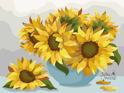 Vector bouquet of sunflowers