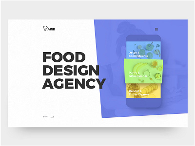 Food Design Agency Landing Page web view 2 agency animation app branding clean design flat food illustration landing logo minimal page prototype theme typography ui ux video web