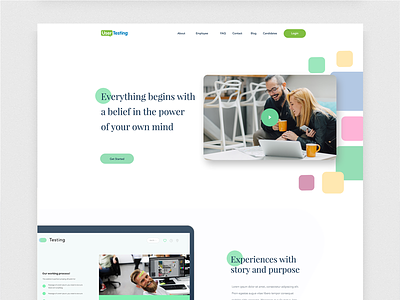 User Testing Home Page app business and finance experiences home landing logo page play video playback re branding re design social typeface ui urban planning user analysis ux vintage web website