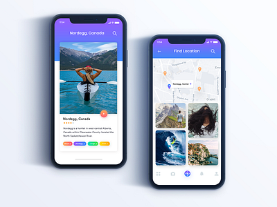 Travel App UI Design Idea Concept cards exploration feed food funny game geometic gif gradient graphic green in ios iphone log poem profile travel trend ux