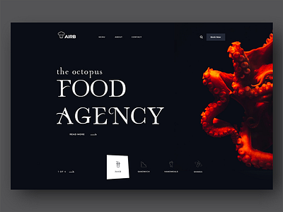 the octopus - Food Agency UI Concept 3d animation app branding design food icon illustration typography ui ux web