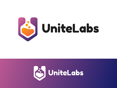 Unite Labs Logo Design brand branding chemical chemistry design graphic graphics icon identity illustration lab laboratory labs logo science u unite unite labs vector