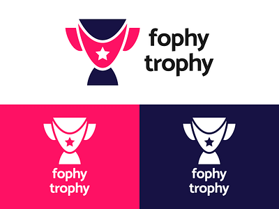 Fophy Trophy Logo Design achievement brand branding champ champion cup design graphic graphics icon identity illustration logo trophy vector win winner