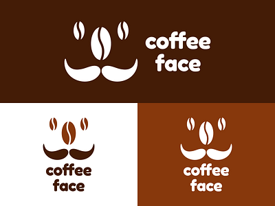 Coffee Face Logo Design bean beans brand branding cafe coffee coffee shop design face graphic graphics icon identity illustration logo mustache vector