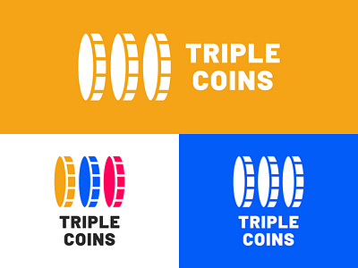 Triple Coins Logo Design brand branding cash coin coins design finance graphic graphics icon identity illustration logo money three triple vector