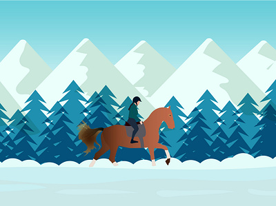 Horse Riding In Himalayas illustration illustration art vector