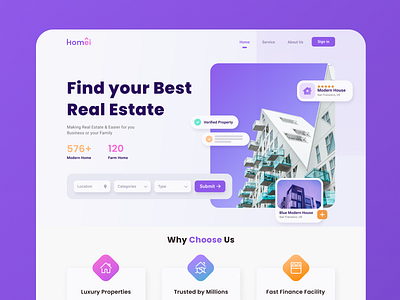 Homei - Real Estate Header Concept UI