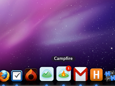 Fever, Basecamp, Campfire and Harvest dock fluid icons basecamp campfire desktop dock fever fluid flurry harvest icon icons mac mac os