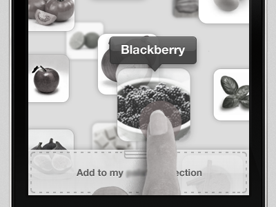 Ingredients Project Wireframe: Tap and Hold cooking food ingredients ios iphone ui wireframe