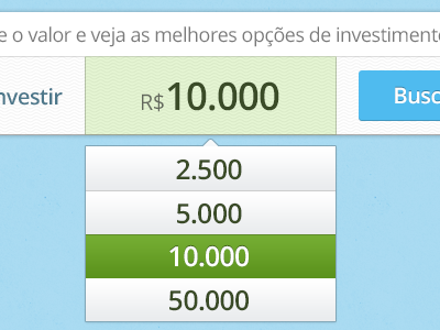 Search by amount auto blue box button complete green money r$ reais search