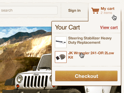 Shopping cart dropdown