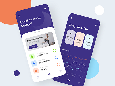 Sleep Session - App active activity app clean color design graphics health health app meditation minimal mobile night relax sleep sleeping beauty sport sunday uiux web