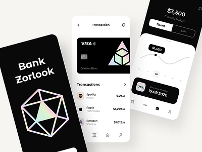 Zorlook -App app app design application banking banking app cards clean credit design finance ios list minimal mobile payment product design sunday web