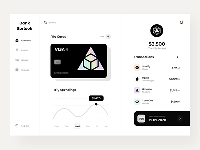 Bank Zorlook - Dashboard app bank bank card banking clean color credit dashboad design finance mobile payment sunday web