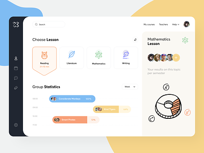 Online School-Q Dashboard app classroom color course dashboad education learning lessons minimal mobile online school student app sunday teach uiux