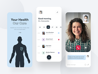 Health Care App app design doctor health healthcare interface ios medical medicine minimal mobile patient product design schedule sunday uiux