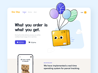 Balloon Delivery - Landing page app balloon box courier app delivery design illustration landing landingpage pickup service shipping tracking uiux web website