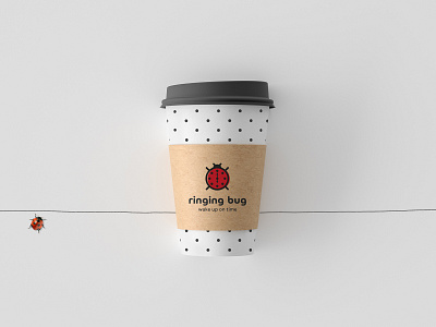 Ringing Bug breakfast bug cafe logo cafeteria clock logo on time ring time wake wakeup