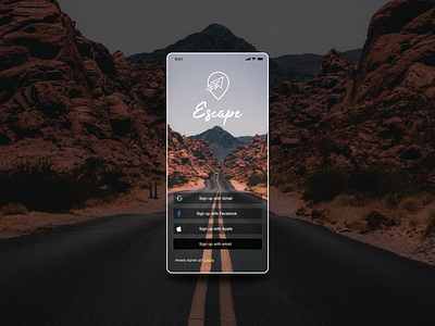 Escape - The Travel App app design signup travel ui ux