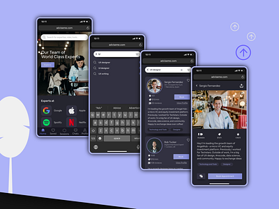 AdviseMe - Mentor App adobe xd app app design design inspiration purple iphone mentor mobile portfolio purple ui ux