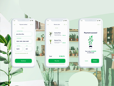 Payment UI 002 app checkout creditcard dailyui dailyuichallenge green payment plants ui