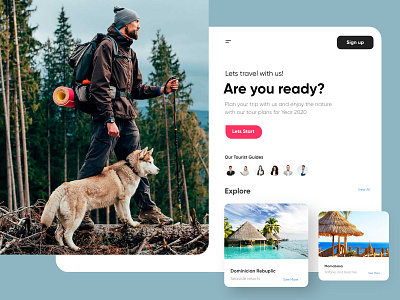 Travel Banner-UX/UI Design adobe xd adventure beach clean concept creative design 2020 designer dubai designer explore hira illustration landing page minimal mobile app mobile ui tour travel trends trip