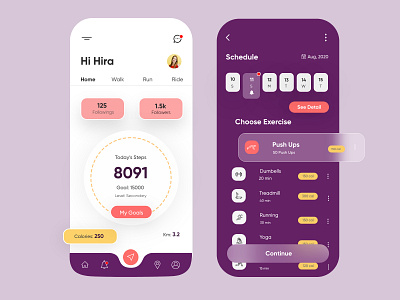 Fitness Mobile Application-UX/UI Design adobe xd branding clean concept creative design 2020 dubai designer exersiceapp fitnessapp hira icons illustration illustrations minimal mobile mobile app mobile ui porductdesign typography webdesign