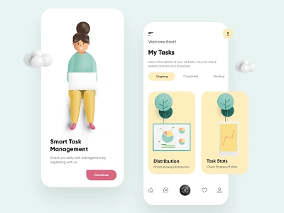 Task Management-UX/UI Design 3d adobe xd branding charts clean creative design 2020 dubai designer graphs illustration illustrations minimal mobile app mobileui project managment starts tables taskmanagment uxui webdesign