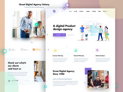 Digital Agency Landing Page clean creative design 2020 digital agency home page homepage interface landing page minimal mobile ui prodcut design productpage ui design uxui uxuidesign web design web page webdesign website