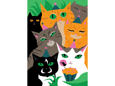 kittens cat celebration colors design illustration illustration art picture