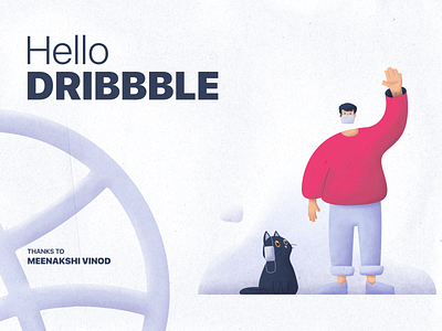 Hello Dribbble! cat character illustration design flat illustration hello dribbble illustration texture