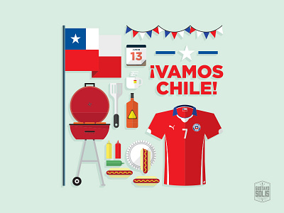 Chile Mundial 2014 2014 brasil chile flag flat football illustration jersey simple vector