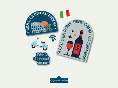 Stickers. Roma, La ciudad eterna. badge chile design flat design illustration italia roma stickers