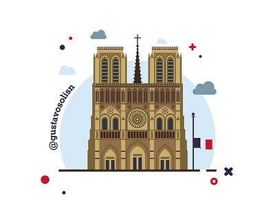 Notre Dame architechture cathedrale flat flat design france illustration notre dame paris patrimoine vector