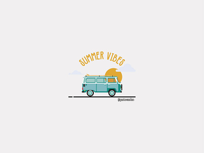 Summer Vibes combi flat design illustration summer summer vibes summertime verano volkswagen