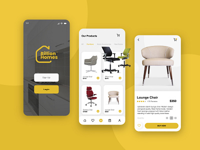 Billion Homes Mobile App branding illustration logo ui ux