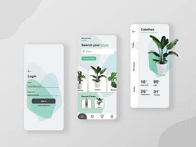 Plantea, Plant care app app design minimal plant plants ui ux