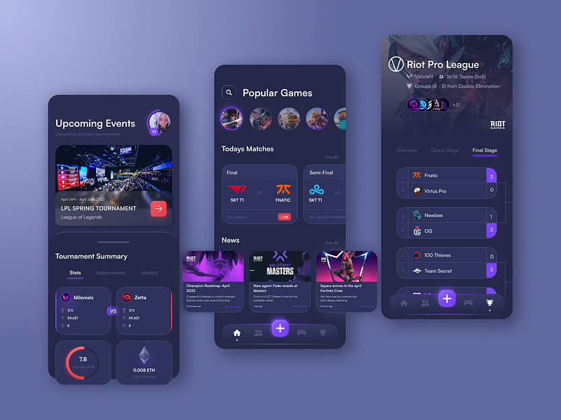 E-sports Tournament App by Sophy Inasaridze on Dribbble