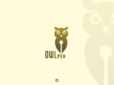 Owl drawing logo owl pen