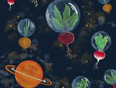 Space Veggies poster abstract adobe illustrator colorful earthy food illustration food illustrator food poster fresco fresco illustration fresh design illustration moody poster root vegetables rustic space space art ui vegetables