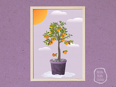 Whimsical peach tree in clouds illustration affinity designer clouds fruit graphic design illustration peach illustration peach tree peaches whimsical illustration wonderland