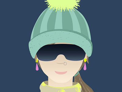 Profile portrait in winter style 2022 3d vector beanie neon vector portrait