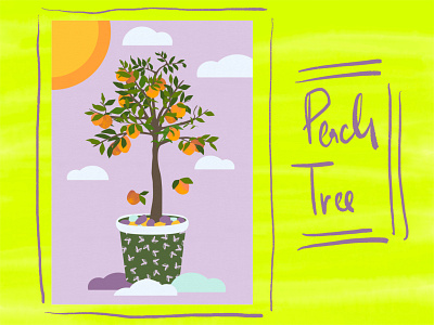 Whimsical Peach Tree affinity designer affinity suite colorful colorful illustration design editorial illustration fruit fruit illustration fruit tree happy illustration madeinaffinity neonbeanstudio peach peach fruit illustration vector vector illustration whimsical illustration