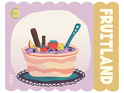 Fruitland post stamp illustration breakfast editorial fruitland healthy healthy breakfast healthy diet madeinaffinity mindful post stamp smoothie bowl