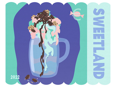 Sweetland post stamp nice cream illustration